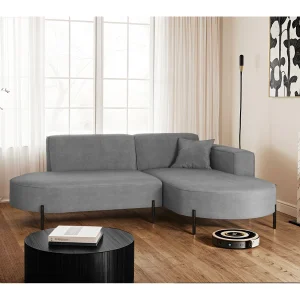Hoekbank, L-vormige bank, design Modena, pure stof Noel, asgrijs, rechts Hoekbank, L-vormige bank, design Modena, pure stof Noel, asgrijs, rechts