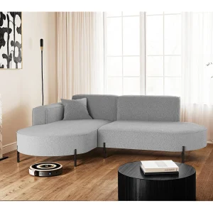 Hoekbank, bank L-vorm design Modena pure stof bron grijs links Hoekbank, bank L-vorm design Modena pure stof bron grijs links