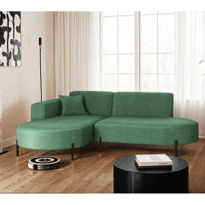 Hoekbank, Sofa L-vorm Designer Modena Zuivere stof Noel Pistache Links