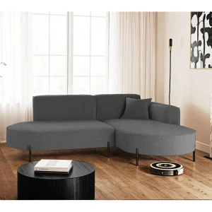 Hoekbank, L-vormige bank, design Modena, pure stof, bron grafiet, rechts Hoekbank, L-vormige bank, design Modena, pure stof, bron grafiet, rechts
