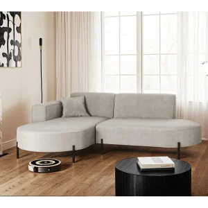 Hoekbank, L-vormige bank, design Modena, pure stof Noel, lichtgrijs, links Hoekbank, L-vormige bank, design Modena, pure stof Noel, lichtgrijs, links