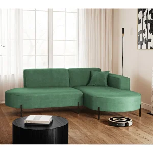 Hoekbank, Sofa L-vorm Designer Modena Pure stof Noel Pistache Rechts