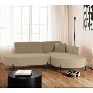 Hoekbank, bank L-vorm design Modena pure stof bron lichtbruin rechts Hoekbank, bank L-vorm design Modena pure stof bron lichtbruin rechts