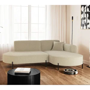 Hoekbank, bank L-vorm design Modena pure stof bron beige rechts Hoekbank, bank L-vorm design Modena pure stof bron beige rechts