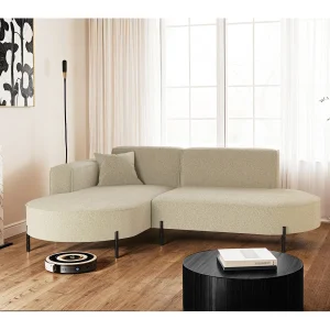 Hoekbank, bank L-vorm design Modena pure stof bron beige links Hoekbank, bank L-vorm design Modena pure stof bron beige links