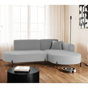 Hoekbank, L-vormige bank, design Modena, pure stof, brongrijs, rechts Hoekbank, L-vormige bank, design Modena, pure stof, brongrijs, rechts