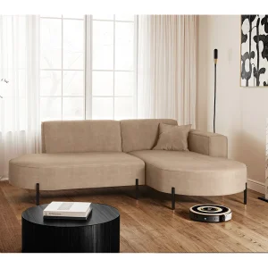 Hoekbank, L-vormige bank, design Modena, pure stof Noel, koudbeige, rechts Hoekbank, L-vormige bank, design Modena, pure stof Noel, koudbeige, rechts