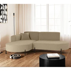 Hoekbank, L-vormige bank, design Modena, pure stof, bron lichtbruin, links Hoekbank, L-vormige bank, design Modena, pure stof, bron lichtbruin, links