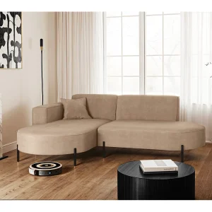 Hoekbank, L-vormige bank, design Modena, pure stof Noel, koudbeige, links Hoekbank, L-vormige bank, design Modena, pure stof Noel, koudbeige, links