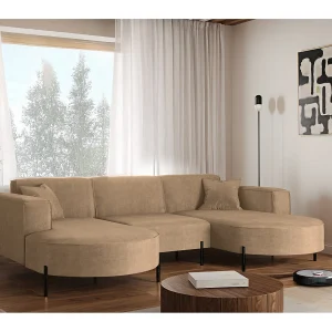 Hoekbank, Sofa Designer Modena U Pure stof Noel Beige
