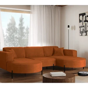 Hoekbank, Sofa Designer Modena U Pure stof Noel Oranje