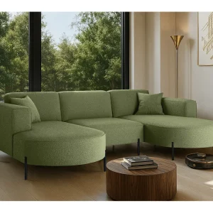 Hoekbank, Sofa Designer Modena U Pure stof Quelle Olive