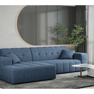 Hoekbank Eckouch woonkamer NIMES stof Verita marineblauw links