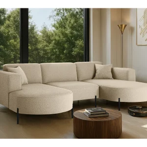 Hoekbank, Sofa Designer Modena U Pure stof Quelle Beige