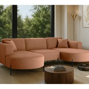 Hoekbank, Sofa Designer Modena U Pure stof Bron Koper