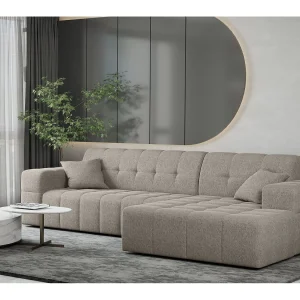 Hoekbank Eckouch woonkamer NIMES stof Verita warm beige rechts