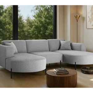 Hoekbank, Sofa Designer Modena U Pure stof Quelle Grey