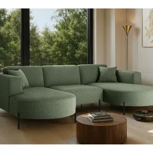 Hoekbank, Sofa Designer Modena U Pure stof Quelle Green