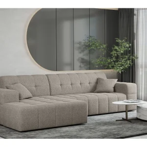 Hoekbank Eckouch woonkamer NIMES stof Verita warm beige links