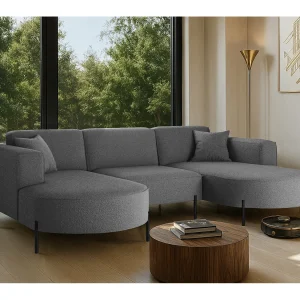 Hoekbank, Sofa Designer Modena U Pure stof Bron Grafiet Hoekbank, Sofa Designer Modena U Pure stof Bron Grafiet