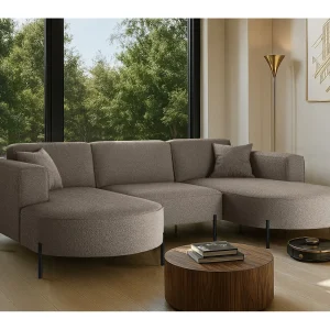 Hoekbank, Sofa Designer Modena U Pure stof Quelle Brown