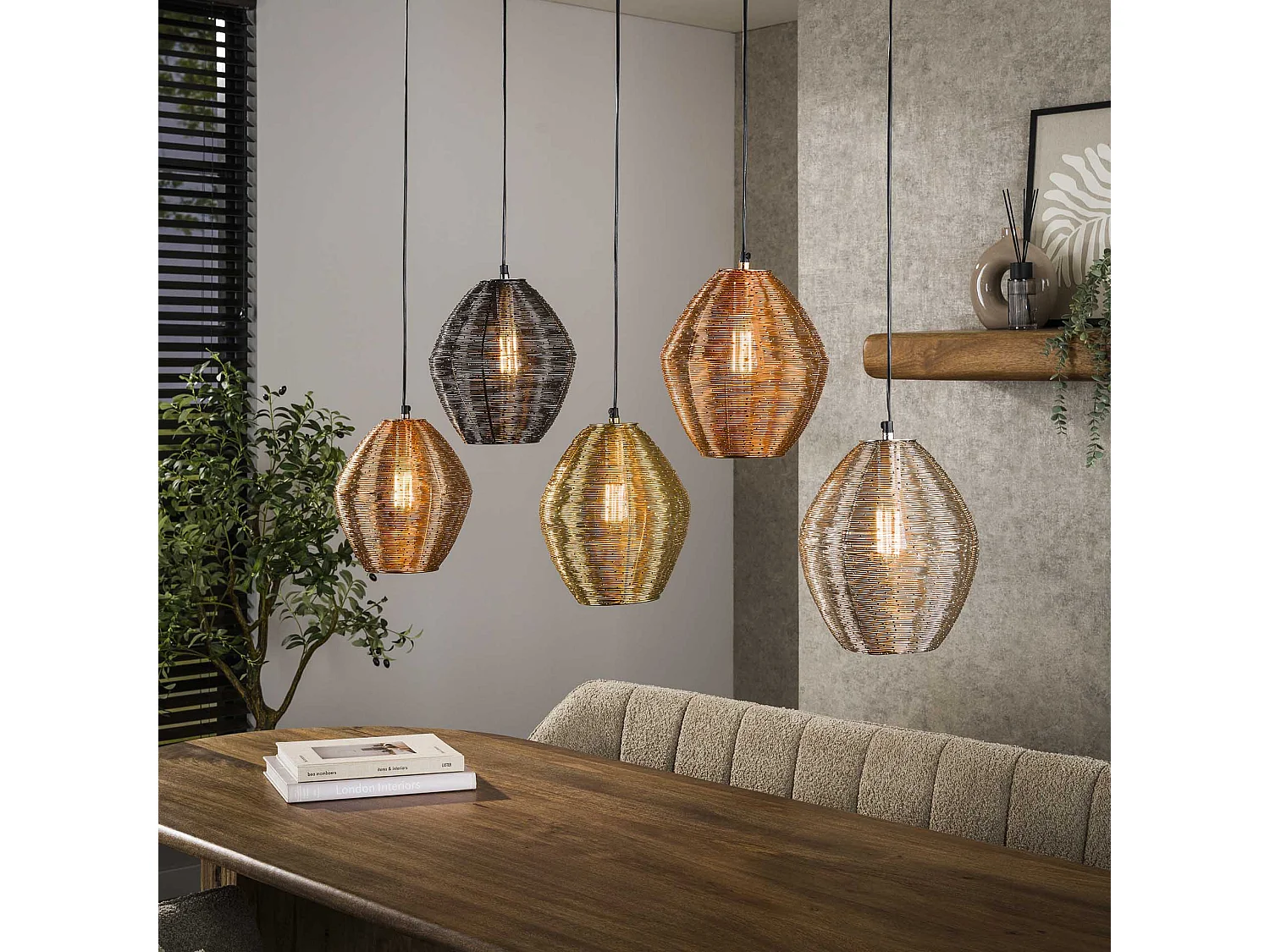 Hanglamp 5L Web Mix - Mat Nikkel Mix Kleur