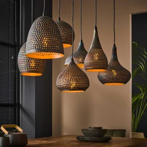 Hanglamp 4+3 Punch Mix – 7 lichtpunten – Zwart bruin Hanglamp 4+3 Punch Mix – 7 lichtpunten – Zwart bruin