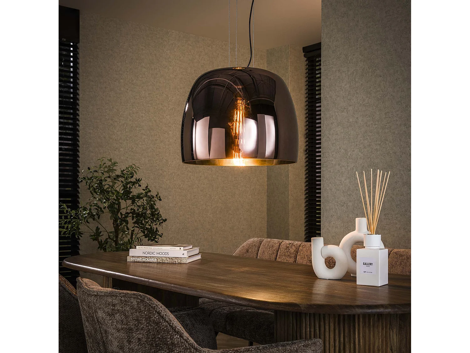Hanglamp 1L Drift XL Glass - Copper Color Glas