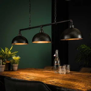 Hanglamp Industrial Tube – 3 Lampen – Halfronde Kap – Grijs/Zwart