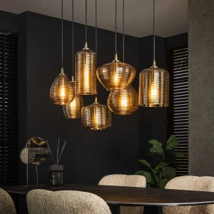 Hanglamp 4+3 Stripe Glass Horizontal – Amberkleurig Glas Hanglamp 4+3 Stripe Glass Horizontal – Amberkleurig Glas
