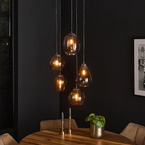 Hanglamp 5L Mix – Getrapt – Chromed Glas
