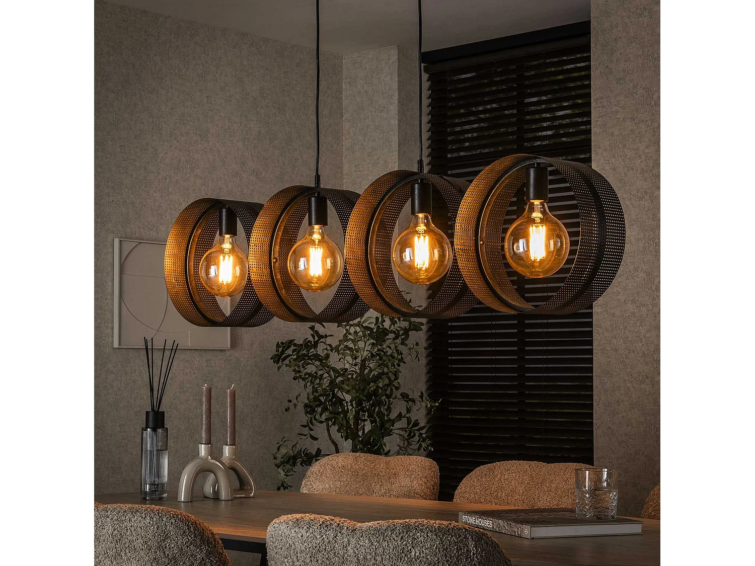 Hanglamp 4L Ring Geperforeerd - Charcoal