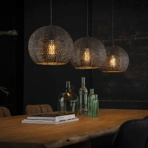 Hanglamp – 3x Ø26 Half Ronde Metalen Hanglampen – Armor – Burned Finish Hanglamp – 3x Ø26 Half Ronde Metalen Hanglampen – Armor – Burned Finish