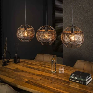 Hanglamp 3L Ø30 Armor Open – Zwart Bruin Hanglamp 3L Ø30 Armor Open – Zwart Bruin