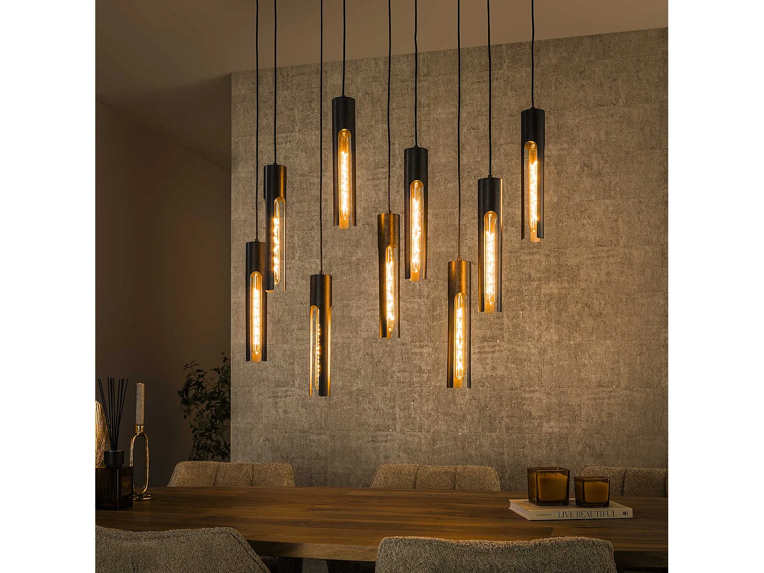 Hanglamp 5+4 Tube - Artic Zwart