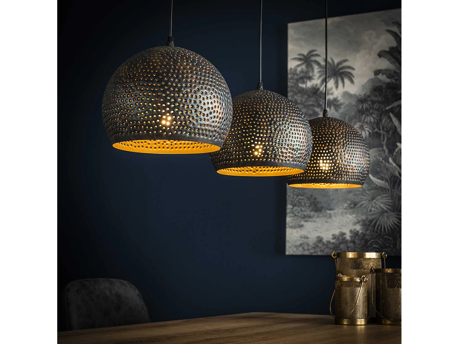 Hanglamp - 3xØ25 Half Ronde Metalen Hanglampen - Transpart