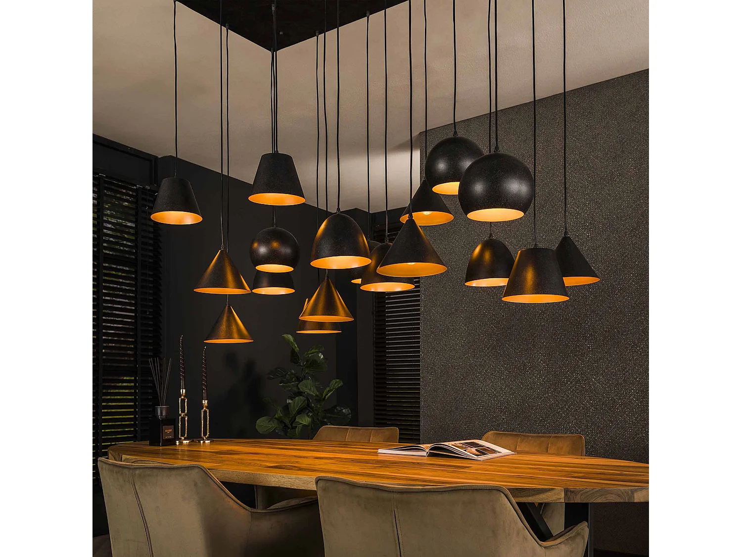 Hanglamp 18L XXL Metalen Kap - Artic Zwart