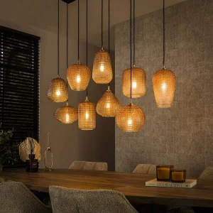Hanglamp 5+4 Dot Pattern – Amberkleurig Glas