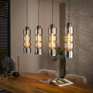 Hanglamp 4L Cylinder Glas – Artic Zwart