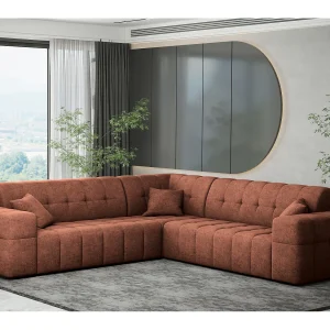 Hoekbank Hoek Eckouch woonkamer NIMES stijlvolle stof Perfect Harmony koper