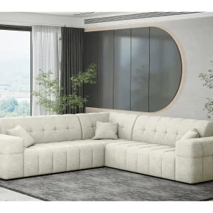 Hoekbank Hoek Eckouch woonkamer NIMES stijlvolle stof Perfect Harmony Cream