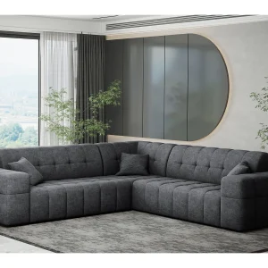 Hoekbank Hoek Eckouch Woonkamer NIMES stijlvolle stof Perfect Harmony Donkergrijs