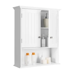 Hangkast voor badkamer, badkamerkast van hout met deuren en verstelbare planken, wandkast, keukenkast voor badkamer, keuken, slaapkamer, 60 x 19 x 71 cmTI88801 Hangkast voor badkamer, badkamerkast van hout met deuren en verstelbare planken, wandkast, keukenkast voor badkamer, keuken, slaapkamer, 60 x 19 x 71 cmTI88801