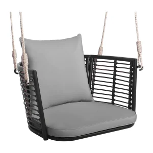 Hangstoel rotan, tot 180 kg belastbaar, hangstoel met kussens, metalen frame en hangtouwen, hangstoel,schommelstoel voor veranda, tuin, achtertuin (grijs)TI93554 Hangstoel rotan, tot 180 kg belastbaar, hangstoel met kussens, metalen frame en hangtouwen, hangstoel,schommelstoel voor veranda, tuin, achtertuin (grijs)TI93554