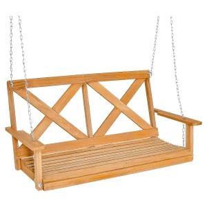 Hangbank van massief hout, 2-zits tuinschommel om op te hangen schommelbank,outdoor schommelbank voor terras, tuin, binnenplaats, 134 x 60 x 65 cm, naturel ZB32183 Hangbank van massief hout, 2-zits tuinschommel om op te hangen schommelbank,outdoor schommelbank voor terras, tuin, binnenplaats, 134 x 60 x 65 cm, naturel ZB32183