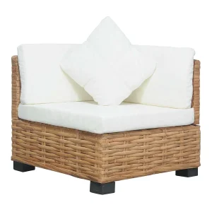 Hoekbank met kussens natuurlijk rattan