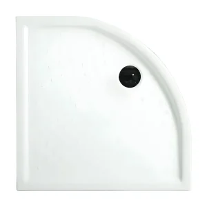 Halfronde witte douchebak "Matera" van antislipkeramiek met opstaande randen 80×80 cm Halfronde witte douchebak "Matera" van antislipkeramiek met opstaande randen 80×80 cm