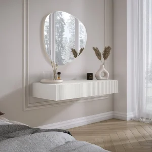 Hangende kaptafel met twee lades, gecanneleerde voorkant – Kleur: Baksteen, 100 x 40 x 16 cm Hangende kaptafel met twee lades, gecanneleerde voorkant – Kleur: Baksteen, 100 x 40 x 16 cm