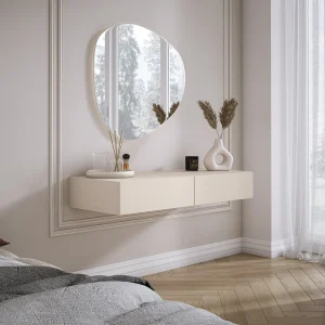 Hangende kaptafel met twee lades, gladde voorkant – Kleur: karamelbruin, 100 x 40 x 16 cm Hangende kaptafel met twee lades, gladde voorkant – Kleur: karamelbruin, 100 x 40 x 16 cm