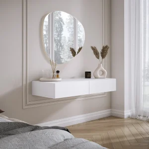 Hangende kaptafel met twee lades, gladde voorkant – kleur: baksteen, 100 x 40 x 16 cm Hangende kaptafel met twee lades, gladde voorkant – kleur: baksteen, 100 x 40 x 16 cm
